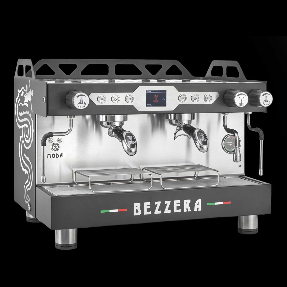 Bezzera Moda PID Display de 2 grupos en negro, con la pantalla TFT en el frente